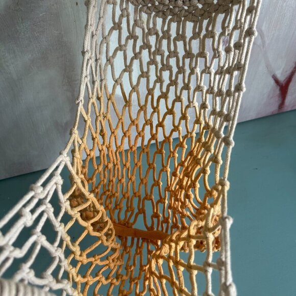 Macramé Handbag Wooden Handle Ombre Beach Bag Boho Chic Retro - Picture 6 of 10